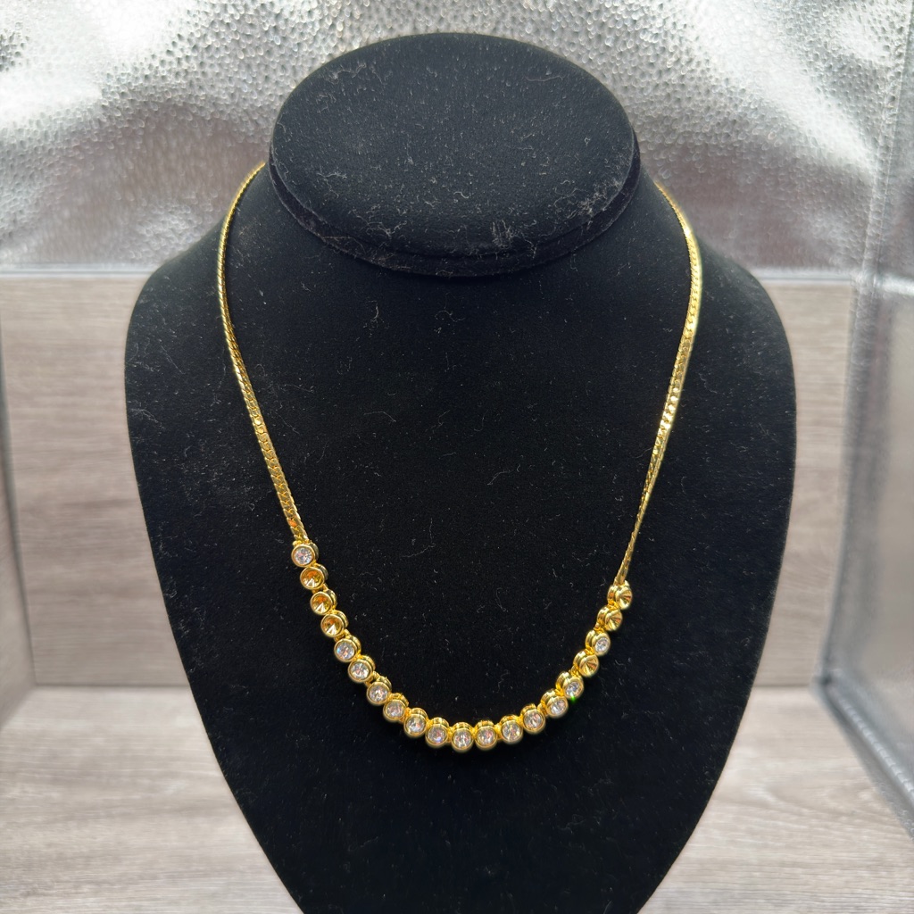 Elegant Gold Tone Necklace With Crystal Accents